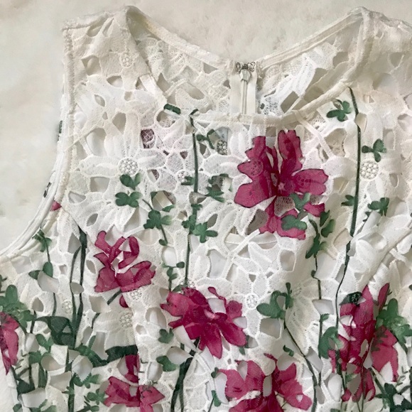 NWT New York & Co Knee Length White & Floral Dress - Picture 2 of 8